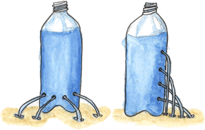 flessen water waar het water uitloopt