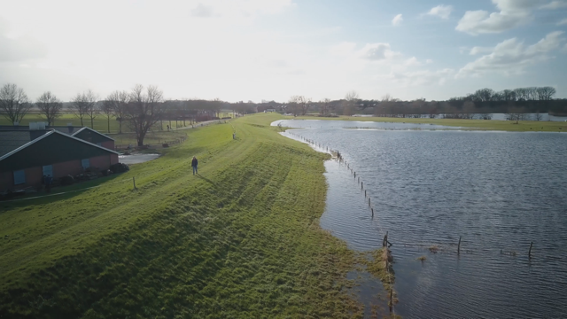 Hoogwater bij de Vechtdijk tussen Zwolle en Dalfsen